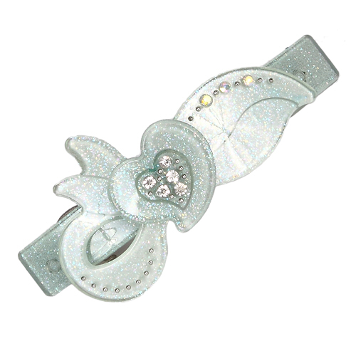 Haarclip, Haarspange, Acryl, Strass, grün, 8536 - zum Schließen ins Bild klicken